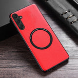 Plain Leather Magnetic Phone Case For Samsung