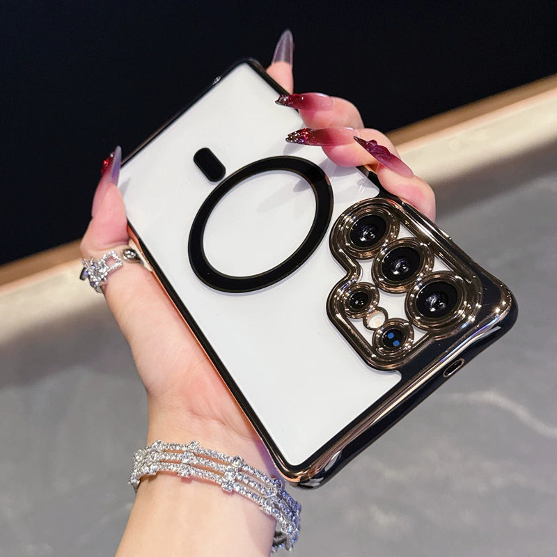 Contrast color electroplating magnetic phone case For Samsung