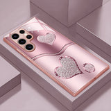 Curved Double Heart Pink Phone Case For Samsung