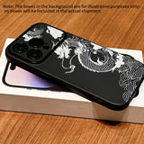 Linear Dragon Pattern Black Handy Window Phone Case For iPhone