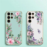 Flower Printing TPU Soft Plating Phone Case For Samsung