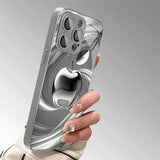 Stylish Silvery For Apple Pattern Glass Electroplated Phone Case For iPhone