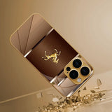 Cool Golden Horse Pattern Metallic Paint Glass Phone Case For iPhone