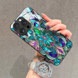 Retro Gothic Style Colorful Floral Tempered Glass Phone Case For iPhone