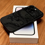 Linear Dragon Pattern Black Handy Window Phone Case For iPhone