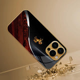 Golden Horse Pattern Gold Metallic Paint Glass Phone Case For iPhone