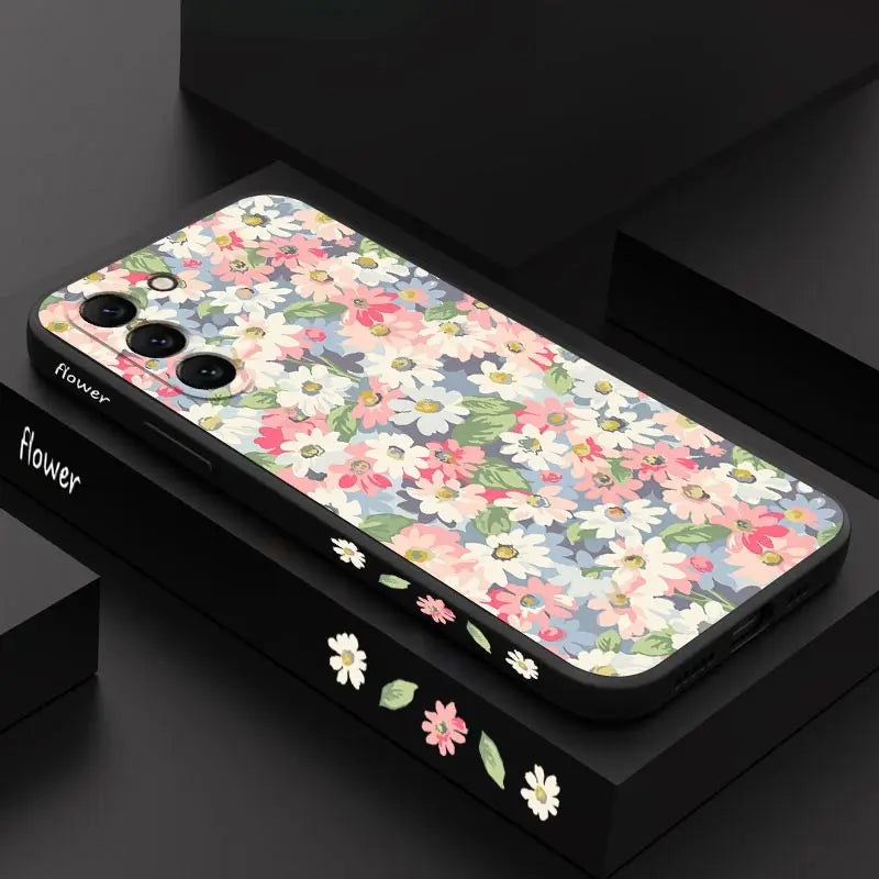 Canvas Flower Silicone Phone Case For Samsung