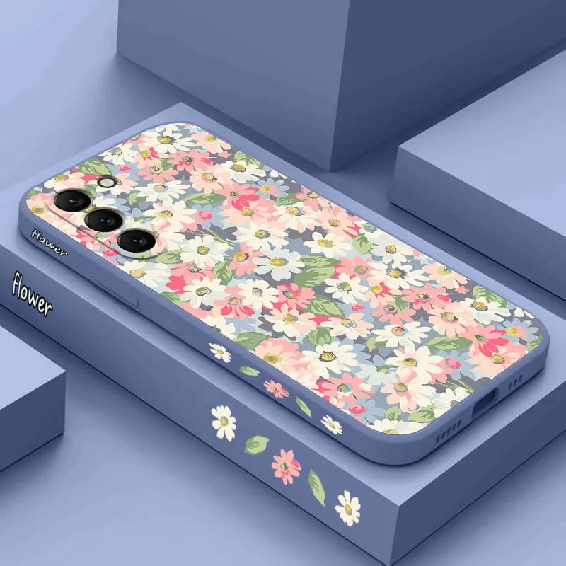 Canvas Flower Silicone Phone Case For Samsung