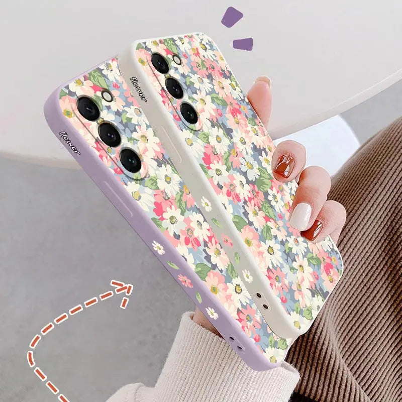 Canvas Flower Silicone Phone Case For Samsung