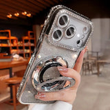 Plating Transparent Diamond Glitter Magnetic Phone Case For iPhone
