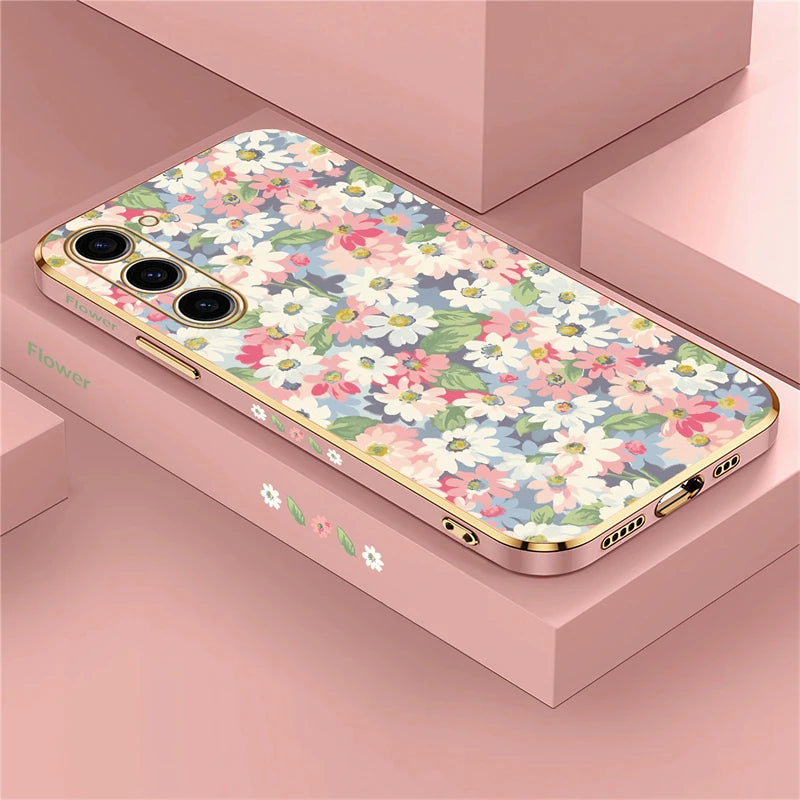 Flowers Plating Phone Case For Samsung