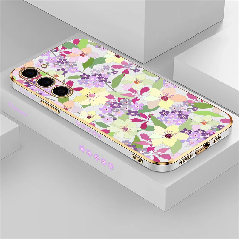 Flowers Plating Phone Case For Samsung