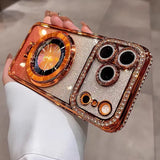 Plating Transparent Diamond Glitter Magnetic Phone Case For iPhone