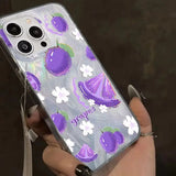 Blue Peach Flower Glitter Shiny Case For iPhone