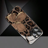Luxury Butterfly Leopard Pattern Glass Material Phone Case For iPhone