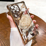 Elegant Golden Lotus Flower Plating Airbag Phone Case For Samsung