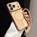 For Magsafe Liquid Silicone Lanyard Wrist Strap Magnetic Lens Protectio Case For iPhone