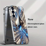 Blue Silver Fluid Drop Electroplated Silver Phone Case For Samsung