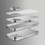 Stylish Silvery For Apple Pattern Glass Electroplated Phone Case For iPhone