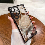 Elegant Golden Lotus Flower Plating Airbag Phone Case For Samsung