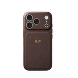 Personalise Gold Silver Initials Letter Leather Case for iPhone