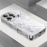 Creative Grey Map Plane Flight Print Pattern Electroplate TPU Case For iPhone