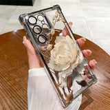 Elegant Golden Lotus Flower Plating Airbag Phone Case For Samsung