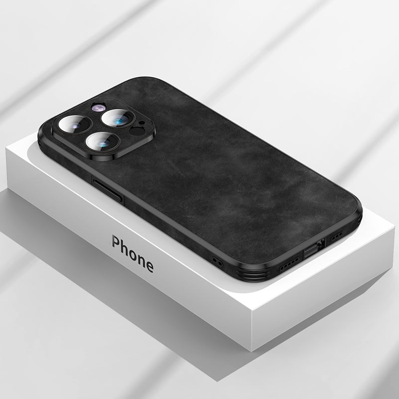 Custodia per telefono in pelle antiurto per paraurti in silicone di lusso con protezione completa per iPhone 