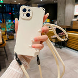 Crossbody Lanyard Cord Rope Necklace Transparent Case For iPhone