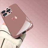 Pink Butterfly Pattern Pink Metallic Tempered Glass Phone Case For iPhone