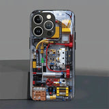 Creative Mechanical Circuit Board Pattern Glass Phone Case For iPhone