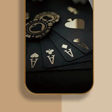 Black Card Gold Symbol Pattern Gold Metallic Paint Glass Phone Case For iPhone