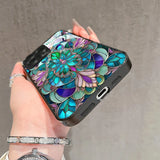 Retro Gothic Style Colorful Floral Tempered Glass Phone Case For iPhone