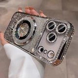 Plating Transparent Diamond Glitter Magnetic Phone Case For iPhone