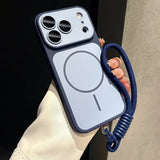 For Magsafe Liquid Silicone Lanyard Wrist Strap Magnetic Lens Protectio Case For iPhone
