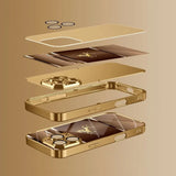 Cool Golden Horse Pattern Metallic Paint Glass Phone Case For iPhone