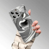 Stylish Silvery For Apple Pattern Glass Electroplated Phone Case For iPhone