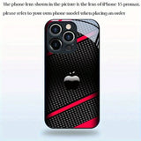 Black Carbon Fiber For Apple Pattern Tempered Glass Case For iPhone