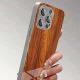 Solid Wood Texture Pattern Tempered Glass Phone Case For iPhone