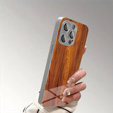 Solid Wood Texture Pattern Tempered Glass Phone Case For iPhone