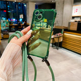 Crossbody Lanyard Cord Rope Necklace Transparent Case For iPhone
