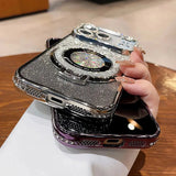 Plating Transparent Diamond Glitter Magnetic Phone Case For iPhone