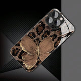 Luxury Butterfly Leopard Pattern Glass Material Phone Case For iPhone