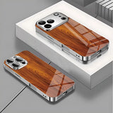 Solid Wood Texture Pattern Tempered Glass Phone Case For iPhone