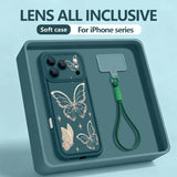Retro Butterfly Pattern Lanyard  Soft Wrist Strap Cover Phone Case For iPhone