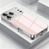 Silver Metallic Paint Electroplated Glass Phone Case for iPhone
