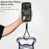 Retro Butterfly Pattern Lanyard  Soft Wrist Strap Cover Phone Case For iPhone