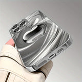 Stylish Silvery For Apple Pattern Glass Electroplated Phone Case For iPhone