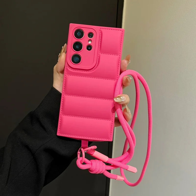 Crossbody Soft Down Jacket Phone Case For Samsung