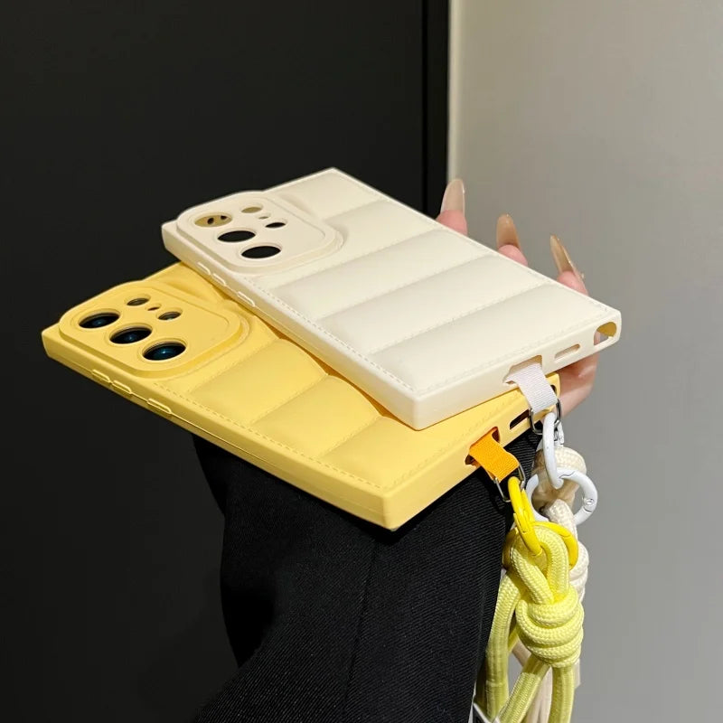 Crossbody Soft Down Jacket Phone Case For Samsung